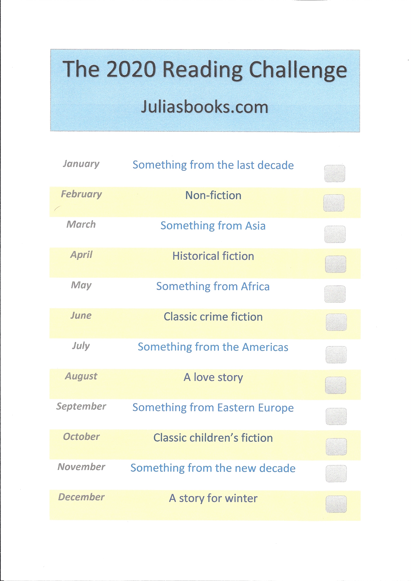 2020 reading challenge